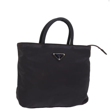 PRADA Hand Bag Nylon Brown Auth 77340