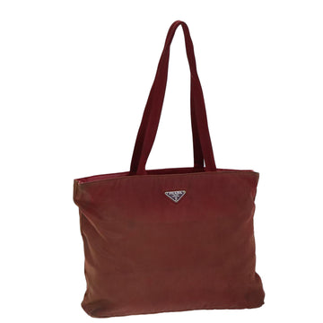 PRADA Hand Bag Nylon Red Auth 77352