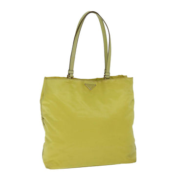 PRADA Tote Bag Nylon Yellow Auth 77355