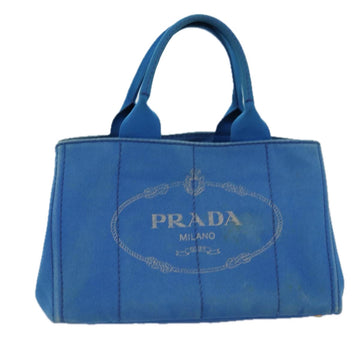 PRADA Canapa MM Hand Bag Canvas Blue Auth 77361