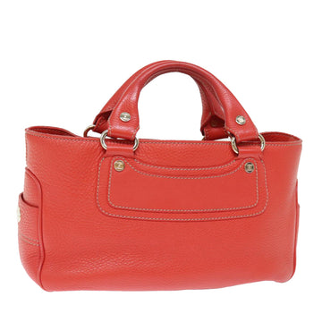 CELINE Hand Bag Leather Red Auth 77382