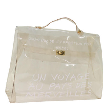 HERMES Vinyl Kelly Hand Bag Vinyl Clear Auth 77429