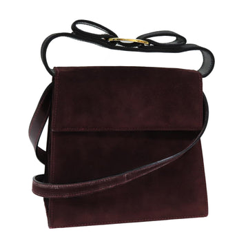 SALVATORE FERRAGAMO Hand Bag Suede 2way Bordeaux Auth 77452