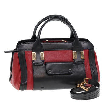 Chloe Hand Bag Leather 2way Red Black 02 13 50 65 Auth 77486
