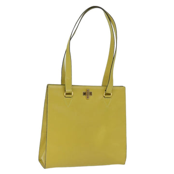 CELINE Tote Bag Leather Yellow Auth 77510