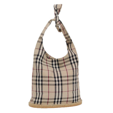 BURBERRY Nova Check Hand Bag Canvas Beige Auth 77629