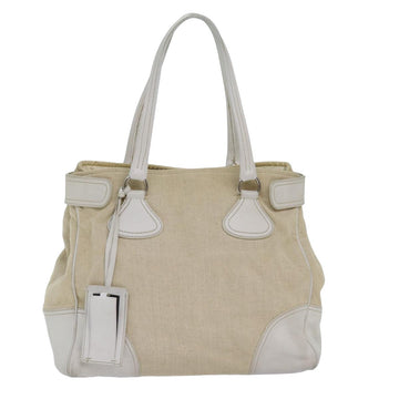 PRADA Tote Bag Canvas White Auth 77641