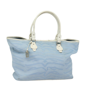 FENDI Tote Bag Canvas Light Blue 124290 Auth 77643