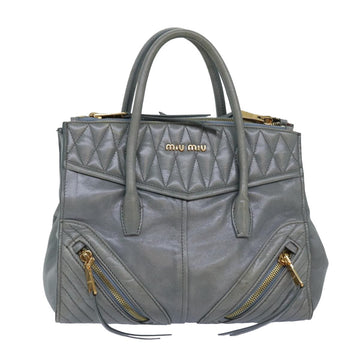 MIU MIU Hand Bag Leather Gray Auth 77651