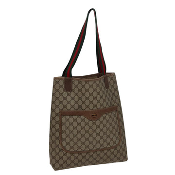 GUCCI GG Supreme Web Sherry Line Tote Bag PVC Beige Red 39 02 003 Auth 77664