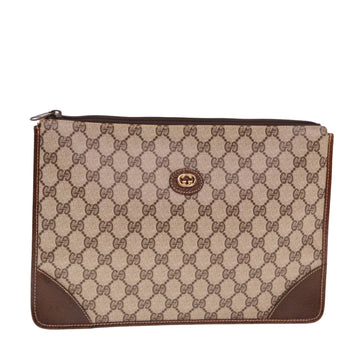 GUCCI GG Supreme Clutch Bag PVC Beige 40 01 029 Auth 77682