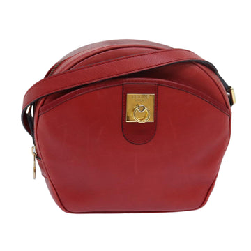 CELINE Shoulder Bag Leather Red Auth 77720