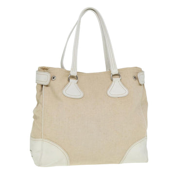 PRADA Tote Bag Canvas Beige Auth 77732