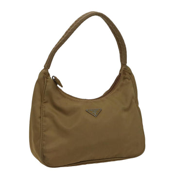 PRADA Hand Bag Nylon Beige Auth 77744