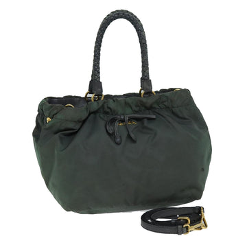 PRADA Hand Bag Nylon 2way Khaki Auth 77763