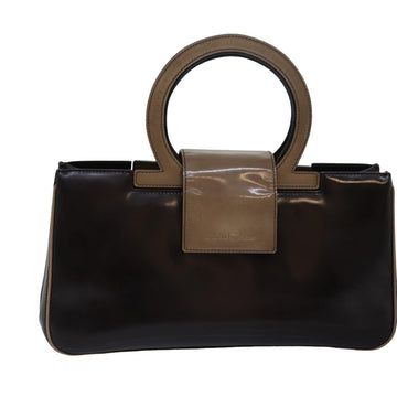 SALVATORE FERRAGAMO Hand Bag Patent leather Brown Auth 77778