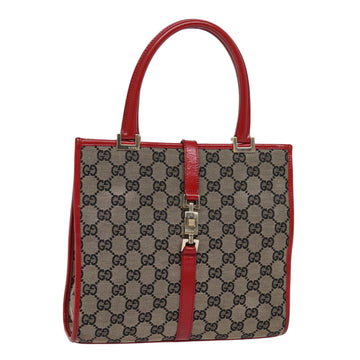 GUCCI GG Canvas Jackie Hand Bag Red Beige 002 1065 3444 Auth 77824