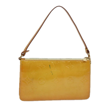 LOUIS VUITTON Vernis Lexington Accessory Pouch Lime Yellow M91058 LV Auth 77873