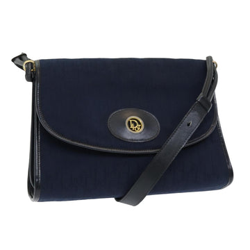 CHRISTIAN DIOR Trotter Canvas Shoulder Bag Navy Auth 77938