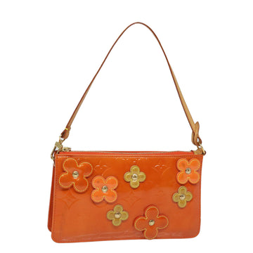 LOUIS VUITTON Monogram Vernis Flower Lexington Pouch Orange M92247 Auth 78010