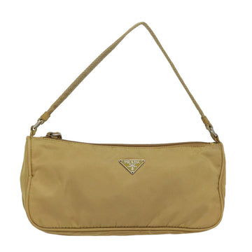 PRADA Accessory Pouch Nylon Beige Auth 78075