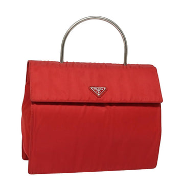 PRADA Hand Bag Nylon Red Auth 78079