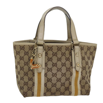 GUCCI GG Canvas Sherry Line Hand Bag Beige White 139261 Auth 78091