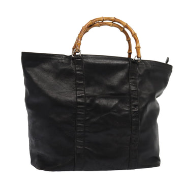 GUCCI Bamboo Tote Bag Leather Black 002 2058 0412 5 Auth 78249