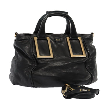 Chloe Etel Hand Bag Leather 2way Black Auth 78290