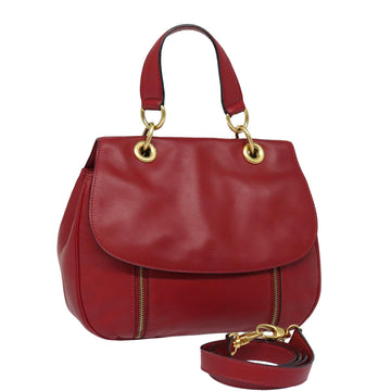 CELINE Shoulder Bag Leather 2way Red Auth 78318