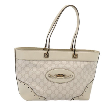 GUCCI GG Canvas ssima Tote Bag White 145993 Auth 78358