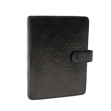 LOUIS VUITTON Monogram Mat Agenda MM Day Planner Cover Black R20925 Auth 78381