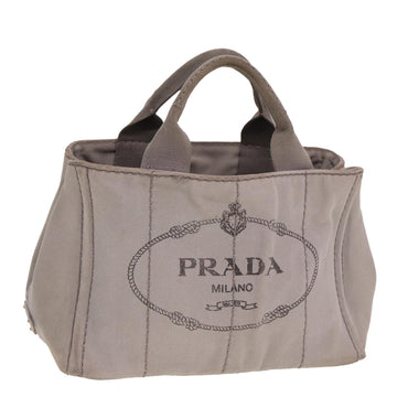 PRADA Canapa PM Hand Bag Canvas Gray Auth 78451