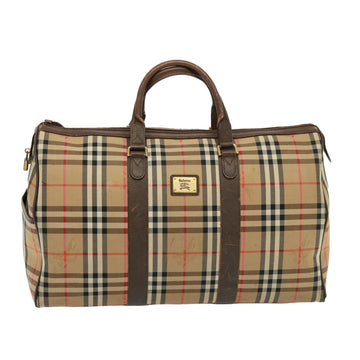 BURBERRYSs Nova Check Boston Bag Canvas Beige Auth 78455