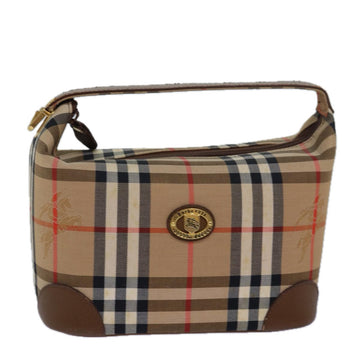 BURBERRYSs Nova Check Hand Bag Canvas Beige Auth 78457