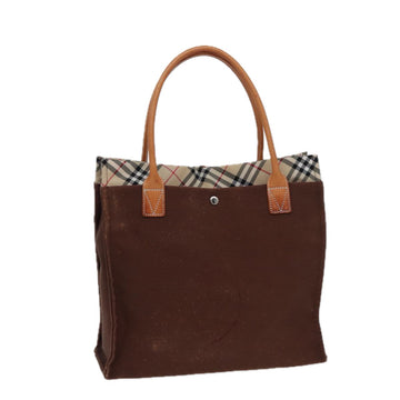 BURBERRY Nova Check Tote Bag Canvas Beige Brown Auth 78542