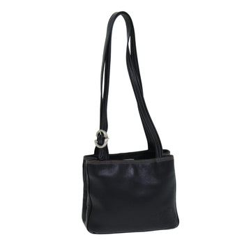 LOEWE Anagram Shoulder Bag Leather Black Auth 78603