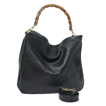 GUCCI Bamboo Hand Bag 2way Black Auth 78788