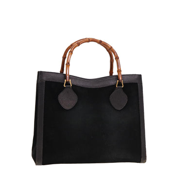 GUCCI Bamboo Hand Bag Suede Black 002 2853 0260 0 Auth 78795