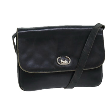 CELINE Shoulder Bag Leather Black Auth 78890