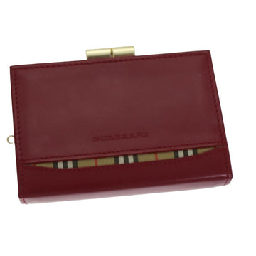 BURBERRY Wallet Leather Red Auth 78958