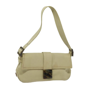 SALVATORE FERRAGAMO Gancini Shoulder Bag Canvas Beige Auth 78966