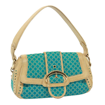 CELINE Macadam Canvas Shoulder Bag Turquoise Blue Auth 79101