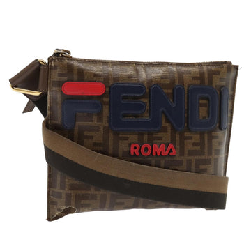 FENDI Zucca Canvas FILA Collaboration Shoulder Bag Brown Black Auth 79110