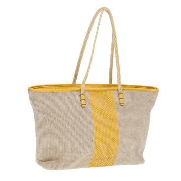 FENDI Hand Bag Raffia Beige Yellow Auth 79135