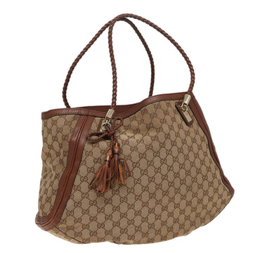 GUCCI GG Canvas Tote Bag Beige 269950 Auth 79166