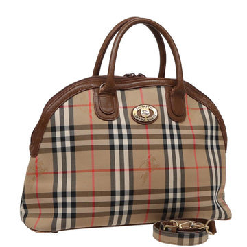 BURBERRYSs Nova Check Hand Bag Canvas 2way Beige Auth 79193