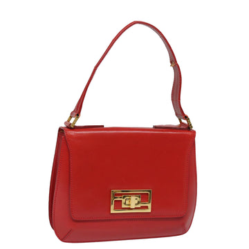 FENDI Hand Bag Leather Red Auth 79213