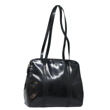 PRADA Tote Bag Enamel Black Auth 79302