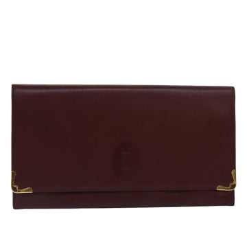 CARTIER Clutch Bag Leather Red Auth 79375